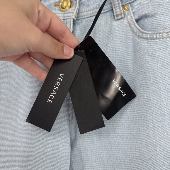 Versace Women's Denim with Heritage Print Jeans Size 28 US 1003366 NWT - Picture 8 of 11